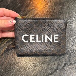 Celine Brown Monogram Zip Wallet/ Card Holder